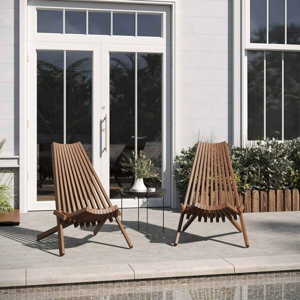 Flash Furniture Delia Indoor/Outdoor Folding Acacia Wood Chair, Low Profile Lounge for Patio, Porch, Garden, Brown LTS-0441-BR-GG